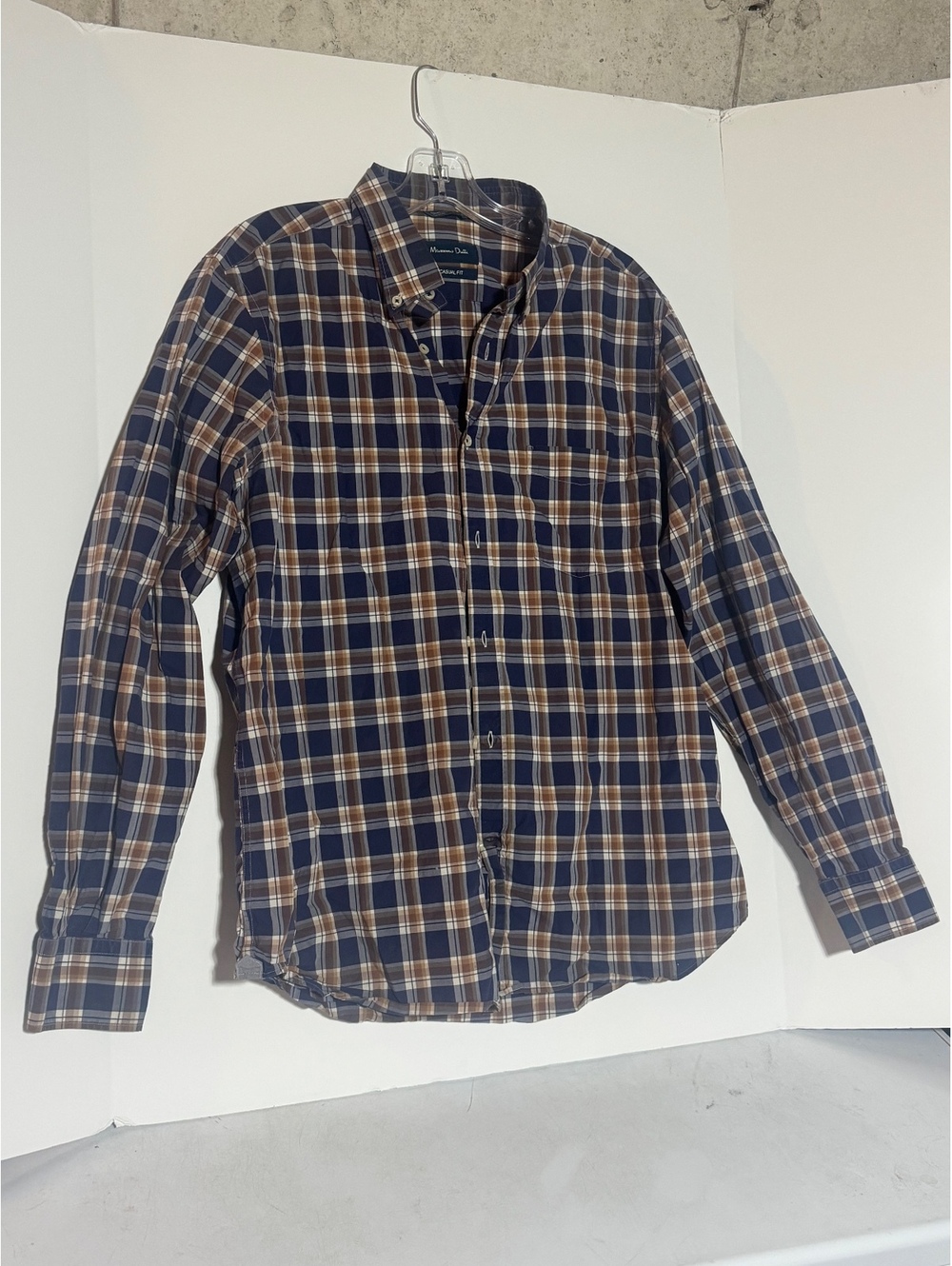 Massimo Dutti casual fit plaid button down long sleeve Large